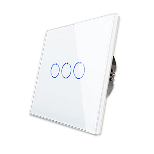 Interruptor táctil triple de vidrio templado CNBINGO con luz LED para panel de 3 vías 1