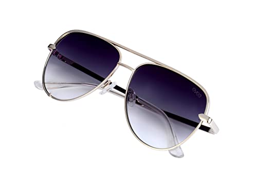 Image of EVEE Fashionable Metal Aviator Sunglasses with Oversize Flat Reflective Mirror Lenses (GEMINI)