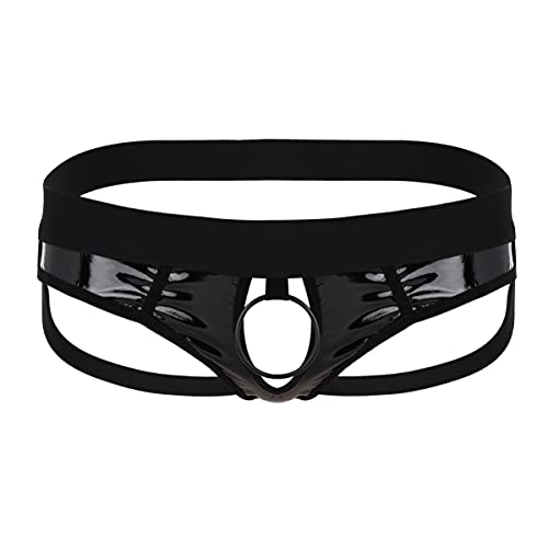 IEFIEL Calzoncillos Abierto Transparente Hombre Sexy Bóxers de Malla O-Rings Lencería Ropa Erótica Hombre Ropa Interior Sexy Tangas Bikini Briefs para Adultos S Negro M
