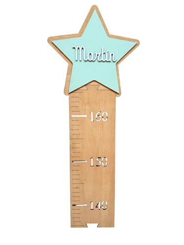 Little_Dreams_ Tabla de Crecimiento Infantil Madera NOMBRE PERSONALIZABLE EN COLORES, HASTA 2 NOMBRES Regla para Gráfica de Altura Colgar en la Pared regla. Medidor infantil madera personalizado