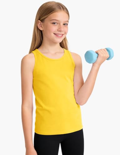 Image of Auranso Girls Tank Tops Cotton Sleeveless Undershirts Athletic Dance Tops