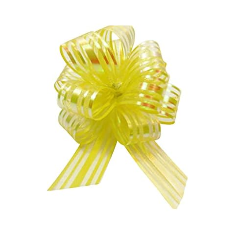 Small Organza Pom Pom Pull Bow - Yellow - Pack of 1 Cover