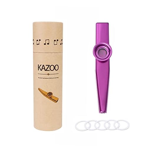 Alnicov Mirlitón de aleación de aluminio con 5 membranas y una bonita caja para instrumentos musicales, para acompañar la guitarra o el ukelele (púrpura)