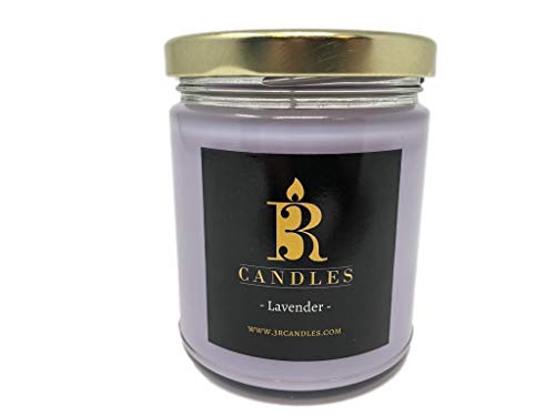 Fresh Lavender Scented Candle by 3R Candles - Soy/Paraffin Wax Blend Glass jar