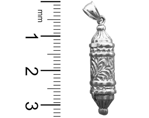 Rhodium Plated 925 Sterling Silver 3D Mezuzah Pendant2
