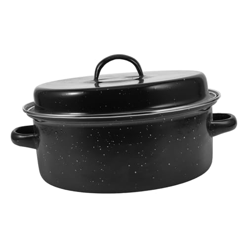 Mikikit Enameled Roasting Pan with Lid Multi Function Roaster for Meats and Sweet Potatoes Easy to Clean Safe for Daily Use for Outdoor Bbq and Home Cooking