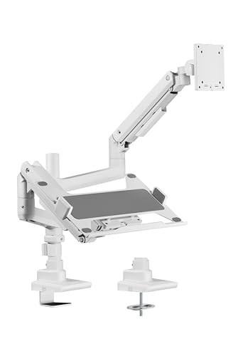 Alterzone モニターアーム 49インチ対応 ポール固定式 ガススプリング ノートPCトレイ付き 20kgまで対応 内蔵配線収納 17-49インチモニターアーム ALZARMLXLT-DW