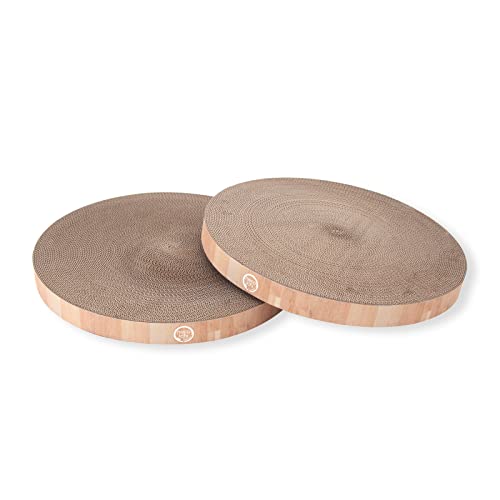 Image of Necoichi Cat Scratcher Bowl Replacement for Indoor Cats - Cat Scratching Lounger with Reversible Usability and Extra Comfort for Lounge, Cardboard Bed Couch / (XL, Oak)