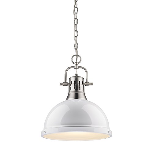 Golden Lighting 3602-L PW-WH Pendant With White Shades, Pewter Finish cover