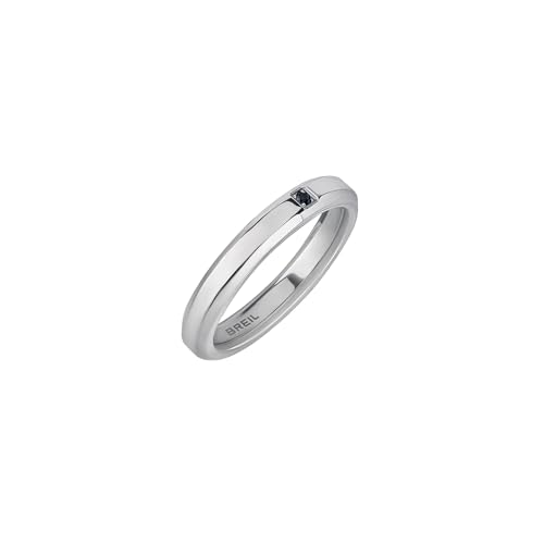 Breil, Anillo de acero inoxidable para hombre con superficie brillante y cristal negro, diseño simple y minimalista, Acero inoxidable acero inoxidable Circonita, Zirconia cúbica Breil, Anillo de acero inoxidable para hombre con superficie brillante y cristal negro, diseño simple y minimalista, Acero inoxidable acero inoxidable Circonita, Zirconia cúbica