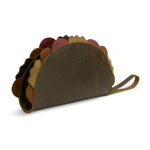 Image of Hide & Drink, Multipurpose Taco Shape Wallet, Make Up Organizer, Cash Holder, Earphones Case, Money Organizer, Full Grain Leather, Handmade Travel Accessories, Veggie