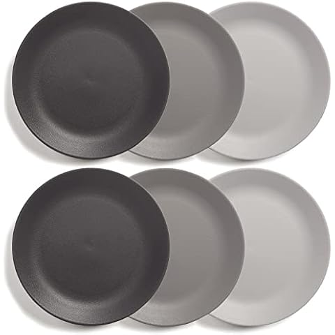 US Acrylic Everest Ultra-Durable Plastic 10 inch Dinner Plates in Grey Stone | Set of 6 Reusable, BPA-Free, Made in the USA, Dishwasher Safe Dinnerware Cover