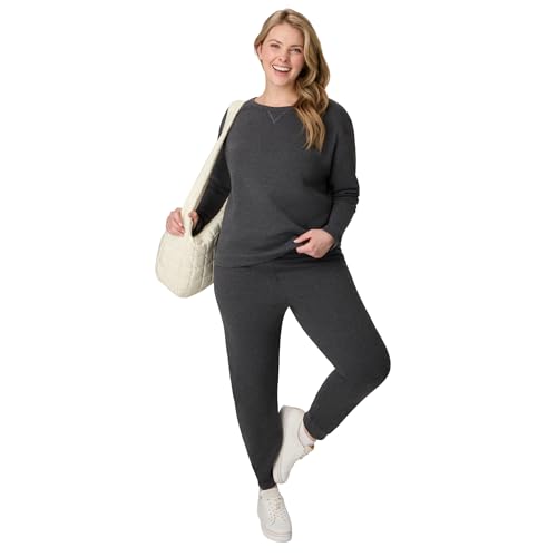 Image of Hanes Women's Sweatpants - EcoSmart Fleece Joggers - Open-Bottom Pocketless Pull-On Lounge Pants - Reg. & Petite Sizes