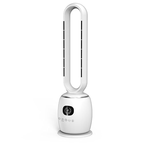 JSH 34 Bladeless Hot & Cool Tower Fan | 2000W Quiet Indoor Oscillating Home Office Bedroom Warmth & Air Cooler | Remote Control Cold & Warm with Timer 3 Speeds Anti Tip & Overheat Protection