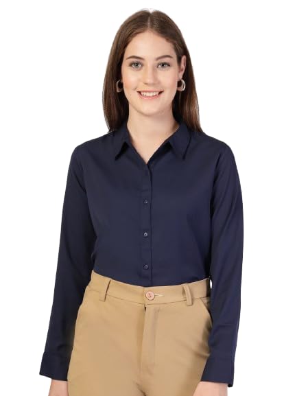 Image of Style Quotient Women Solid White Polymoss Regular Formal Shirt