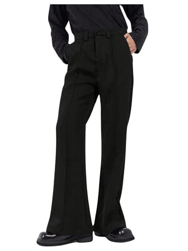GORGLITTER Men's Bell Bottom Pants 70s Flared Slim Fit Dress Pants Bootcut Trousers Vintage Retro Disco Outfits