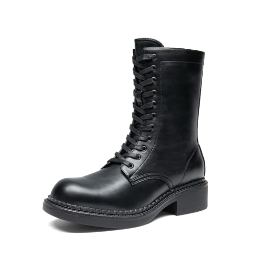 DREAM PAIRS Botas con cordones para mujer, botines cómodos con cremallera lateral y plantilla acolchada,Size 40,Negro,DWUMMB2523