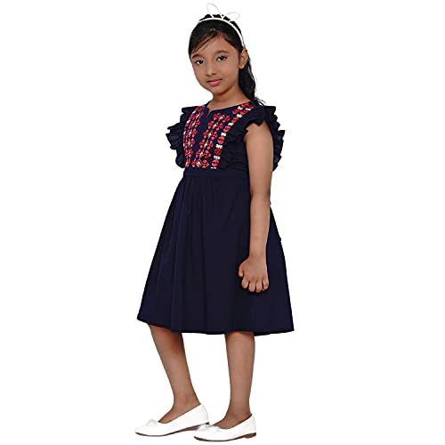 Image of Bitiya By Bhama Girl's Silk A-Line Knee-Length Casual Dress