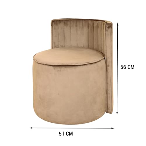 Image of Ottoman Puffy Stool for Living Room | Pouf Footstool for Office Home Decor | Upholstered Sitting Pouffe with Backrest for Home Dcor /Office /Living Room (Creame)