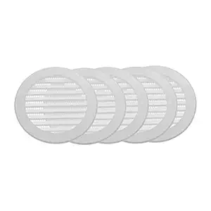 Vent Systems 4'' Inch White Soffit Vent Cover - Round Air Vent Louver - Grill Cover - Built-in Insect Screen - HVAC Vents for Bathroom, Home Office, Kitchen - Pack of (5)