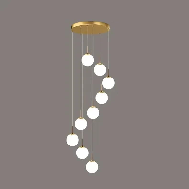 Lustre Moderne, Style Nordique, idéal pour la décoration intérieure, Les Restaurants, Les escaliers, Les Duplex, Les Villas et Les Salons (9 têtes, Blanc Chaud).