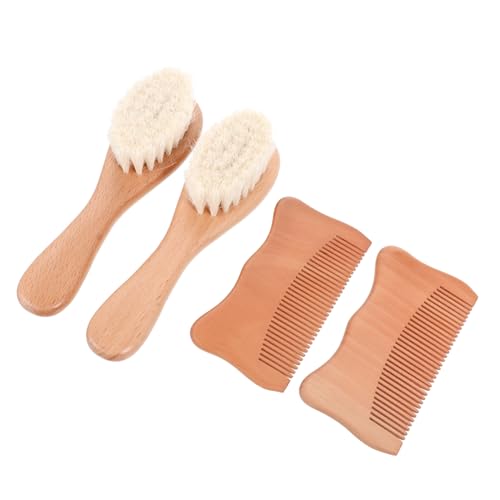 IWOWHERO Newborn Care Kit Comb Wool Brush Set Infant Grooming Kit Hair Scalp Grooming Product