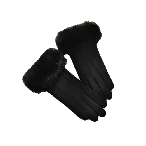 Guantes de invierno de gamuza que combaten el frío en las manos con felpa y pantalla táctil