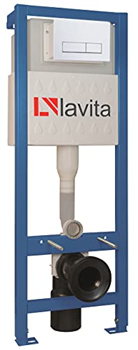 Domino Lavita WC Vorwandelement für Hänge-Toilette inkl. Drückerplatte (RW) Weiss 112-128 cm