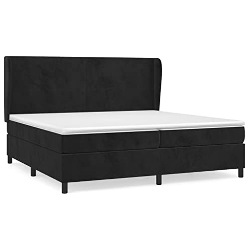Seniorenbett Gästebetten,Boxspringbett mit Matratze Schwarz 200x200 cm Samt – Bild 4