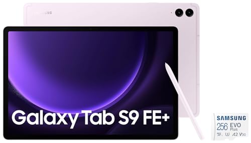 Image of Samsung Galaxy Tab S9 FE+ 31.50 cm (12.4 inch) Display, RAM 8 GB, ROM 128 GB Expandable, S Pen in-Box, Wi-Fi, IP68 Tablet, Lavender EVO Plus 256GB microSDXC