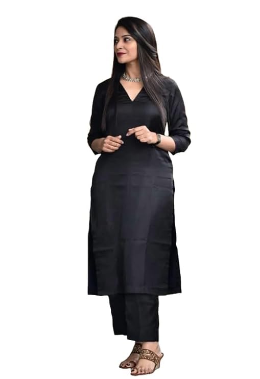 Women's Jam Cotton Silk Co-ord Kurta Set With Pants | Ethnic Wear Solid Lightweight Straight Kurta With Pant