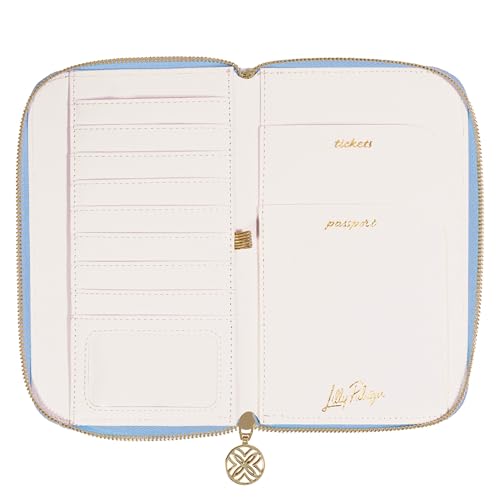 Lilly Pulitzer Leatherette Travel Wallet for Women, Passport Holder with ID Window, Card Slots and Interior Pockets (Bamboo Logo Trellis)3