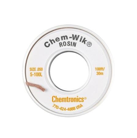 Chemtronics Desoldering Braid, Chem-Wik, Rosin, .050