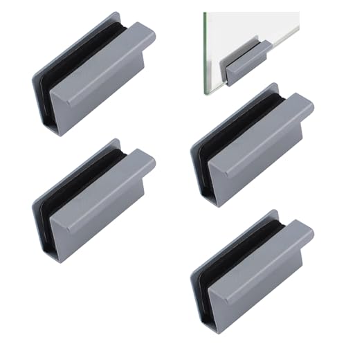 Image of 4Pcs Glass Finger Edge Pull, Cabinet Finger Pull Handle Glass Door Clips Cabinet Latch Clamp Concealed Handle for Display Glasscase Door (Gray)