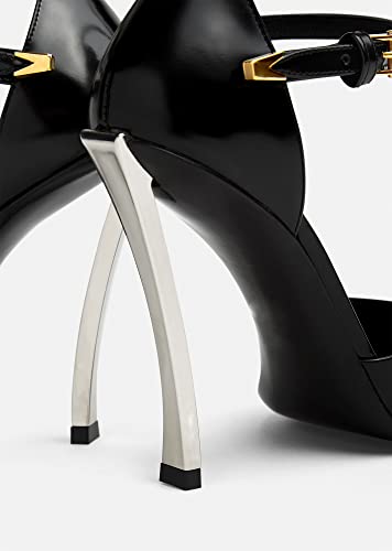 THESHY Womens Ankle Strap Metal Stiletto High Heel Pointy Pumps Buckle Up Fashion Dress Party Pumps3