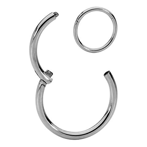 365 Sleepers 20G 18G 16G 14G 12G 10G 8G 6G Titanium 6mm - 16mm Septum Hinged Segment Nose Lip Ring Hoop Sleeper Unisex Earrings Body Piercing Jewelry (20G 8mm) Cover
