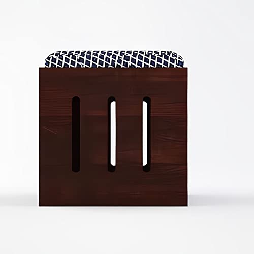 Image of Loonart Solid Sheesham Wood Coffee Table With Four Cushioned Stools | Idel For Living Room | Cafe | Restaurant | Space Saving Indoor Table Set | Finish Color - Mahogany Finish | White & Blue Cushion |