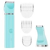 AIBRIT PRO Electric Bikini Trimmer for Women,2 in 1 Electric Shaver for Women Pubic Hair, Portable Razors for Shaving with 2 Trimmer Heads,IPX7 Waterproof (Blue)