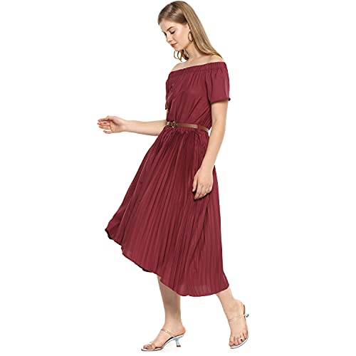 Image of PINACOLADA Women Stylish Solid with Belt Casual Dresses