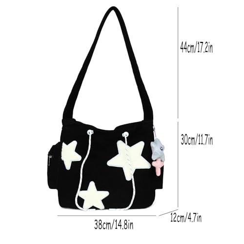 Bolso Cruzado de Pana para Mujer con Parche Estrella Y2k miniatura 7