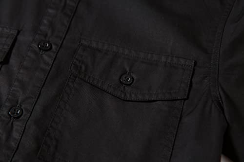 Tronjori Men's Short Sleeve Button Down Casual Woven Shirt Two Chest Pockets4