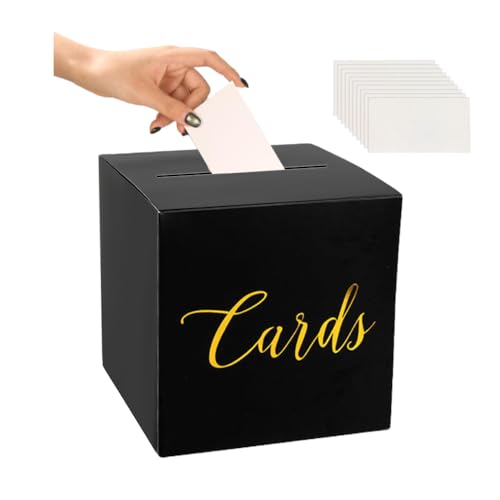 GIDWRIY Caixa para dinheiro de presente casamento 22 x 22 x 22 cm, caixa de cartões de batismo com ranhura, Wedding Cards Box, caixas de receção casamento, caixas de cartão de festa, caixas de correio