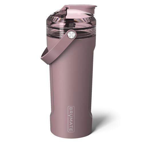 BrüMate MultiShaker Bottle | 100% Leakproof Insulated Stainless Steel Shaker Bottle | Protein Shaker Bottle, and Pre Workout Bottle for the Gym | 26oz (Rose Taupe)