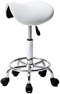 Swivel Stool Chair Height Adjustable Massage Beauty Therapy Gas Stool Height Adjustable Saddle Salon Massage Spa Chair Stool Manicure Tattoo Swivel tools Chair with Footrest White for Kitchen,Salon,Ba