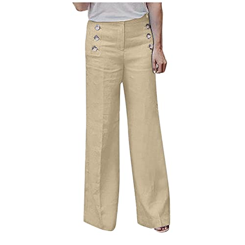 Pantalon coton et lin femme printemps été - Coupe baggy large et décontractée