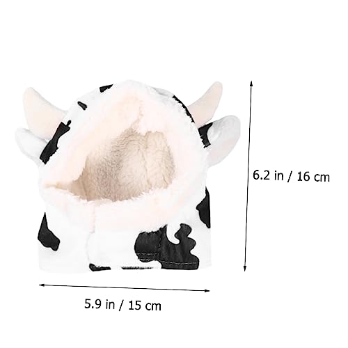 Sombrero disfraz de vaca de peluche para perro blanco miniatura 4