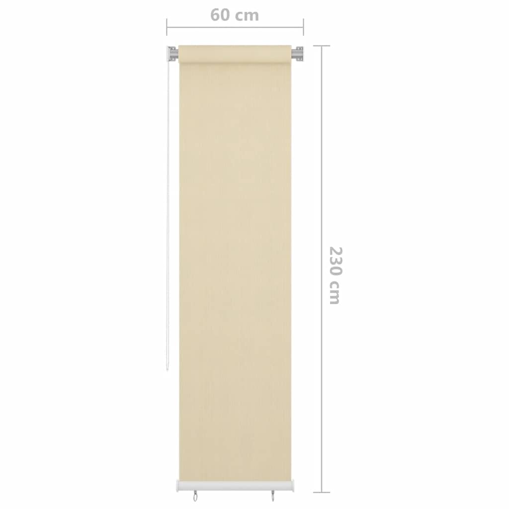 Store Roulant d'Extérieur 60x230 cm Crème en PEHD, Brise-Vue Vertical pour Balcon Patio et Pergola, Rideau d'Occultation Respirant avec Kit de Montage Complet et Sécurité Enfant