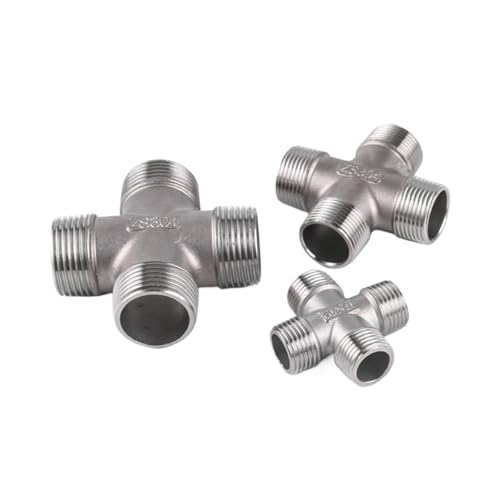 Conector en cruz de 4 vías BSP 1/4 macho de acero inoxidable 304 para tuberías 4