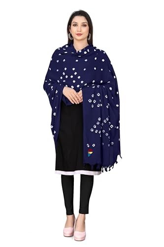 Image of Women Cotton Hand Printed Bandhani Design Dupatta | Ethnic Tie Die Print Dupatta (LENGTH 2.10M)