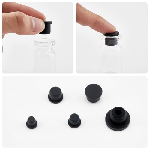 Image of GORGECRAFT 50Pcs Salt and Pepper Shakers Stopper 7.5-15mm Inner Diameter Black Silicone Stopper Tube Seal Plug Reusable Waterproof Replacement Insert Hole Plug End Covers for Bottles Pipes Flower Pots